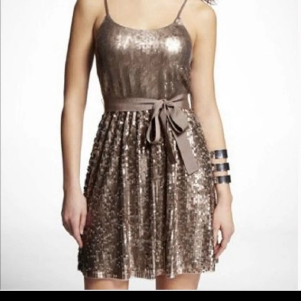Express sequin dress bronze short HOCO dance sz sm